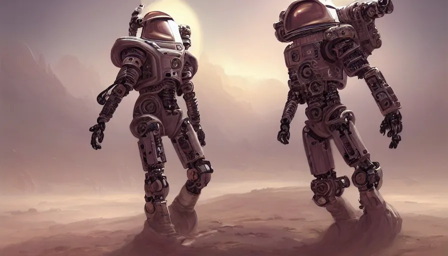 Prompt: a warrior robot astronaut, floral! looks like a machine from horizon forbidden west designed by apple, in socotra island, posing for a fight, intricate, elegant, highly detailed, digital painting, establishing shot, an epic fantasy, artstation, smooth, sharp focus, illustration, art by artgerm and greg rutkowski, 8 k