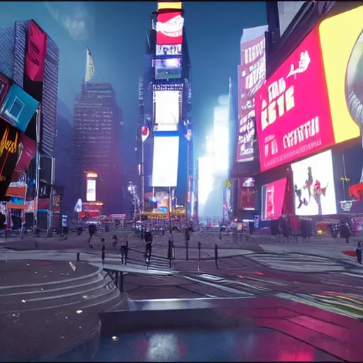 Image similar to still image of times square in the tower of destiny 2, unreal engine 5, screenshot