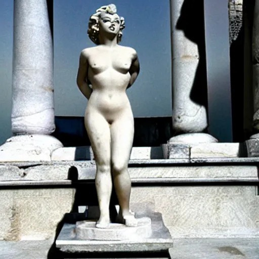 Prompt: Greek statue of Marilyn Monroe