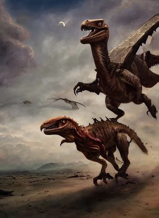 Prompt: hyper realistic photo of prehistoric milla jovovich riding on a raptor, full body, rule of thirds, conceptart, saturated colors, cinematic, greg rutkowski, brom, james gurney, mignola, craig mullins, artstation, cgsociety