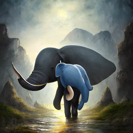 Prompt: dnd loxodon carrying paintings, fantasy, dnd, detailed, digital art, 8 k