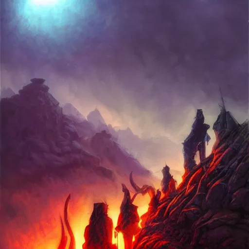 Image similar to Bright, colorful, realistic Dark souls land scape backlighting, kodachrome, high contrast, highly detailed, sharp focus, digital painting, concept art, illustration, trending on artstation, comic book by Alex Ross cover art