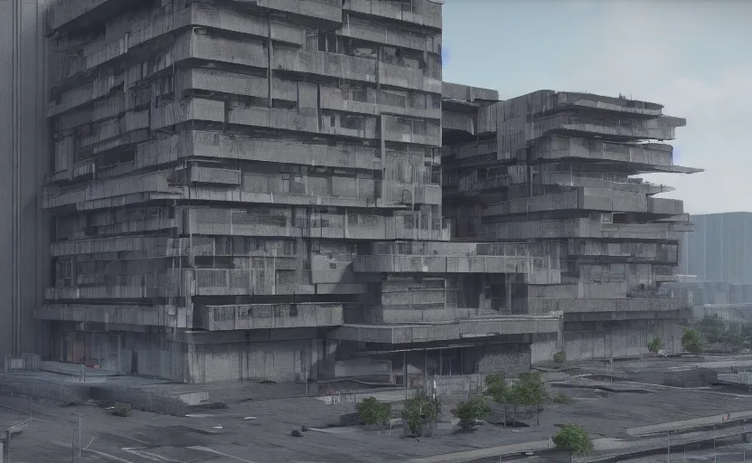 Image similar to brutalist architecture buildings, octane render, artstation trending, highly detailded