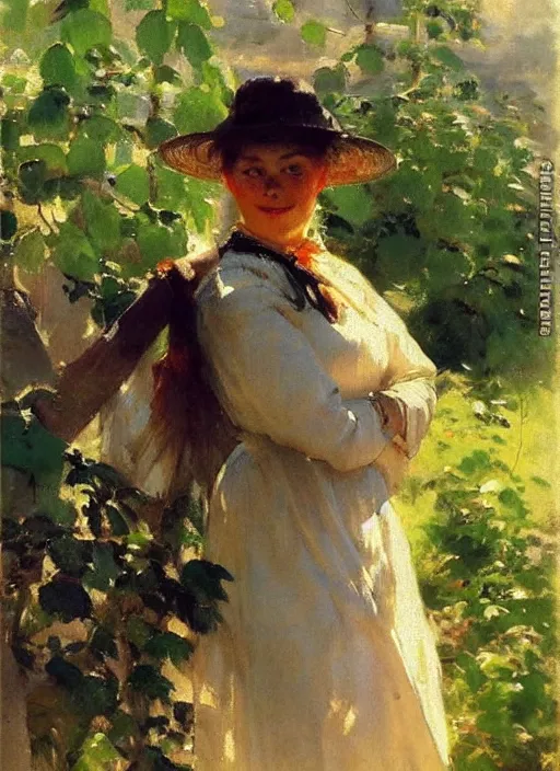 Image similar to a portrait of a character in a scenic environment by anders zorn * *