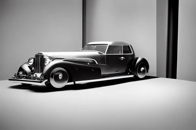 Image similar to single 2030 duesenberg model sj concept, inside of a minimalist Tokyo garage, ektachrome photograph, volumetric lighting, f8 aperture, cinematic Eastman 5384 film