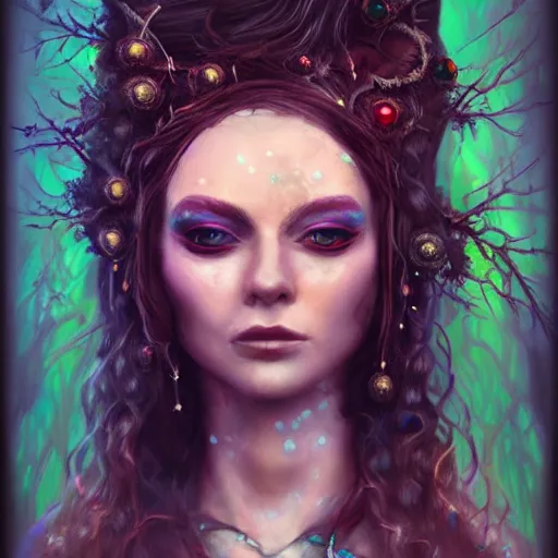 Prompt: portrait of shaman dryad goddess detailed, cinematic photo, artstation