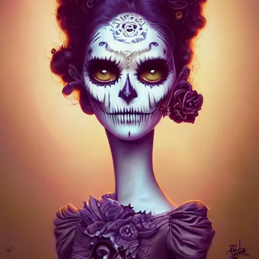 Image similar to Lofi portrait Pixar style by Joe Fenton and Stanley Artgerm and Tom Bagshaw and Tim Burton, dio de los muertos