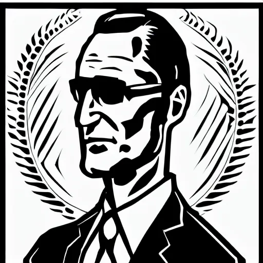 Image similar to D. B. Cooper, intricate vector clipart