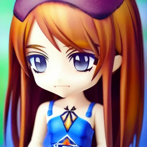 Image similar to beautiful water color portrait painting of face detailing cute girl in the style of nendoroid and Toon Zelda , anime style, close-up