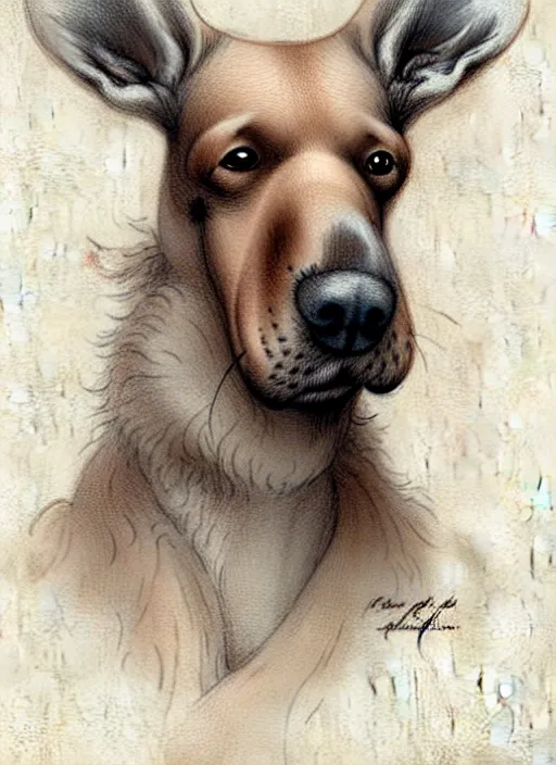 Prompt: cute dog moose, muted colors, by jean - baptiste monge