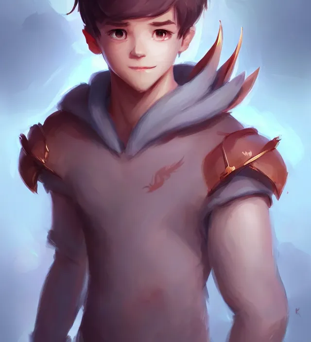 Image similar to character concept art of a cute young male anthropomorphic dragon | | cute - fine - face, pretty face, key visual, realistic shaded perfect face, fine details by stanley artgerm lau, wlop, rossdraws, james jean, andrei riabovitchev, marc simonetti, and sakimichan, trending on artstation