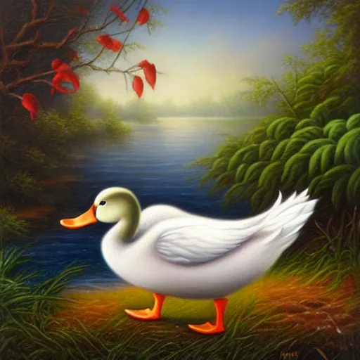 Image similar to a duck on the prowl kevin sloan oil painting