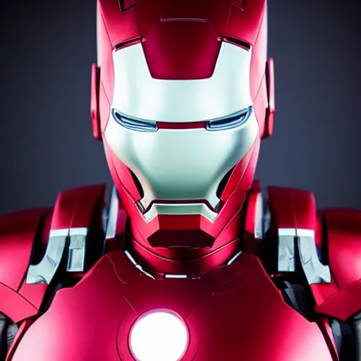 Image similar to “Elmo dressed as Iron Man, portrait, realistic, 50 mm lens, medium shot, dramatic studio lighting, cinematic, black background, realistic photo”