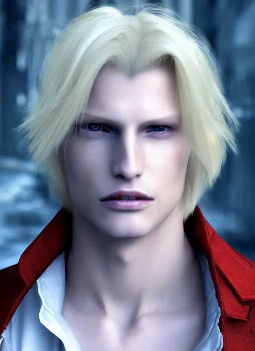 prompthunt: portrait of dante from devil may cry 4, medium length hair,  photorealistic, high quality, unreal engine, highly detailed face, sharp  focus, depth of field, ambient lighting, ray tracing, 4k, hdr, artstation