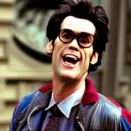 Prompt: Jim Carrey as Egon Spengler in the movie Ghostbusters