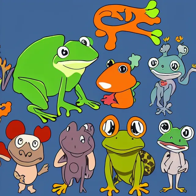 Prompt: animal, frog, character, anime