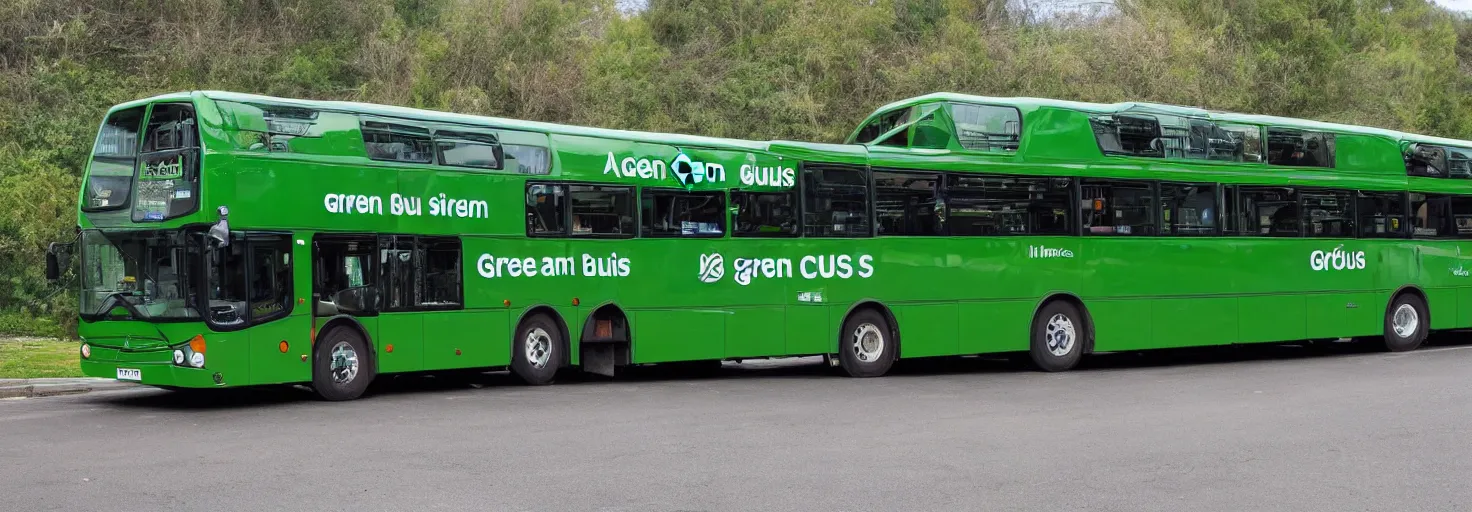 Prompt: a green bus with two levels - h 5 0 0