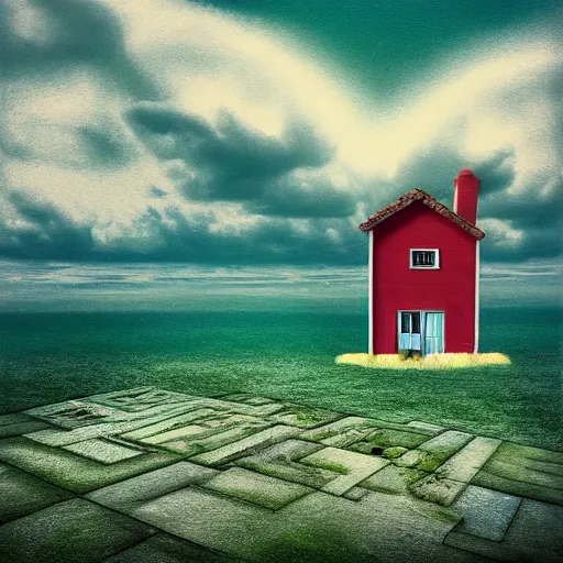 Prompt: a house in nowhere, surrealism