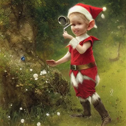 Prompt: lovely elf playing whistle in the nature by jean - baptiste monge, masterpiece