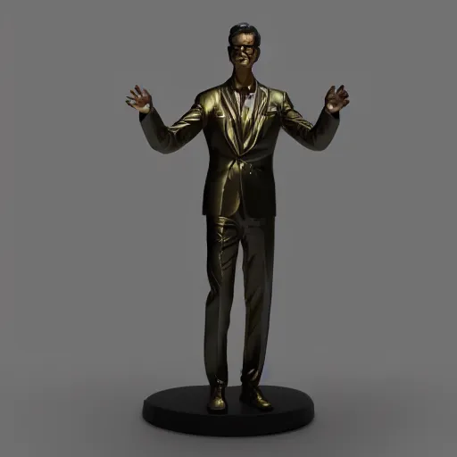 Image similar to gold statue of jeff goldblum, 3 d render, 8 k, octane render, cycles render, unreal engine