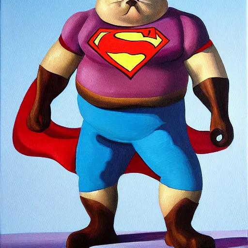 Prompt: fat cat superhero, detailed painting