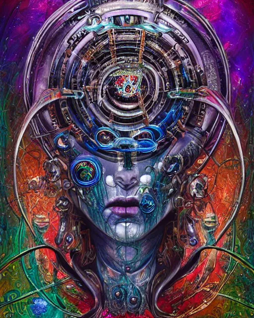 Image similar to silver cybernetic crystalized bloody fleshangel clockwork djinnhost bro psychedelic shiner of zune with extra eyes, blue and green rainbow ketamine, by antonio j. manzanedo, alex grey, android jones, wayne barlowe, philippe druillet, josephine wall, harumi hironaka, cronenburg, trending on artstation