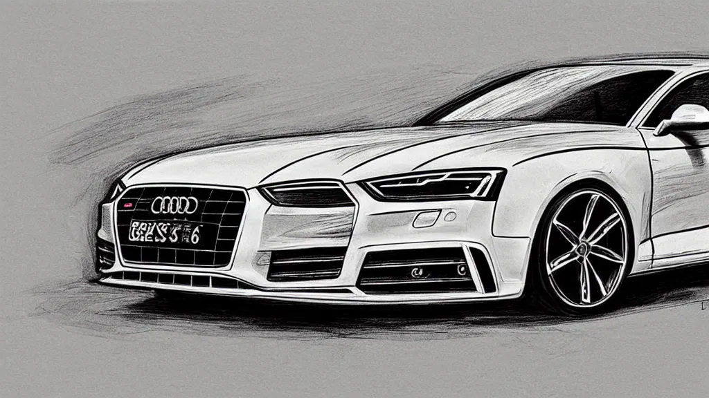 Image similar to a hand - drawn sketch of an audi s 5 sportback.