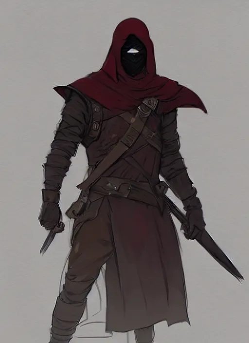 Image similar to concept art of a male rogue, red eyes, covered face, game of thrones character design by laurie greasley and sherree valentine daines concept art, matte, sharp focus, illustration, hearthstone, art by artgerm and greg rutkowski and alphonse mucha