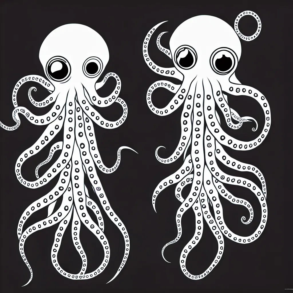 Image similar to cyborg octopus, symmetrical sticker design, vector art, 8k, trending on artstation