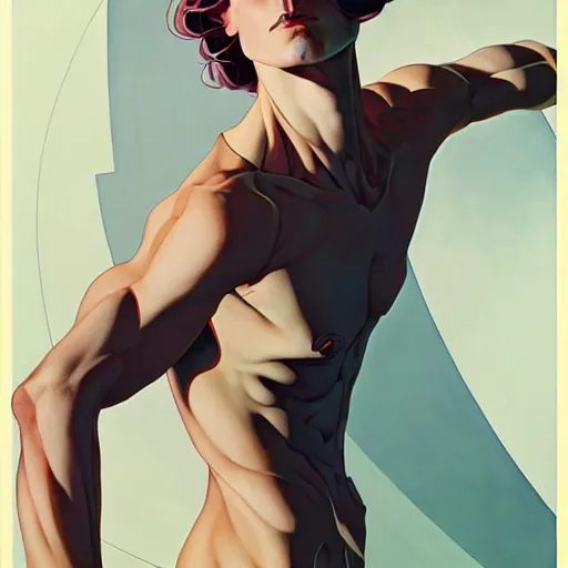 Image similar to art by joshua middleton, a tall chrome - skinned god walks the earth,