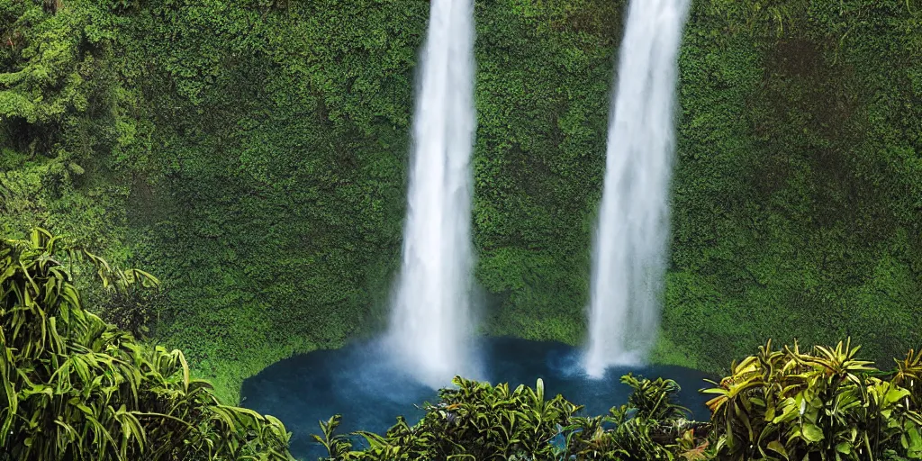 Image similar to akaka falls, maui hawaii, greg rutkowski