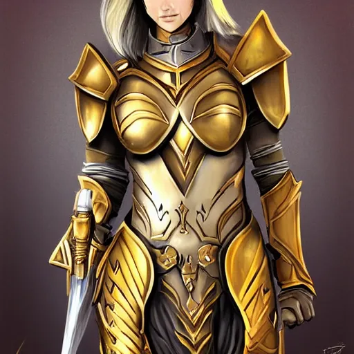 Image similar to a paladin female in armor, the art style feels like it belongs on a popular art website on the internet.