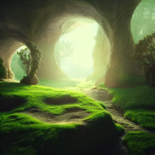 Prompt: inside a magical heaven landscape, highly detailed, 4k, HDR, award-winning, octane render, trending on artstation, volumetric lighting