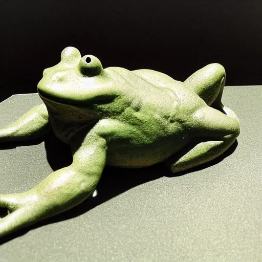 Image similar to greek statue of a buff frog