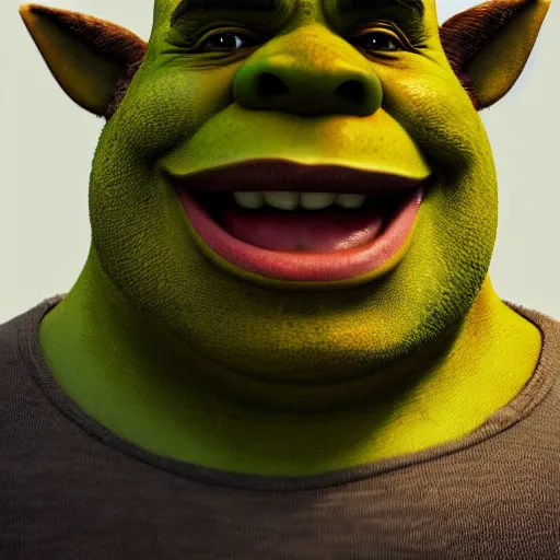 Image similar to hyper realistic portrait of shrek, cinematic, artstation