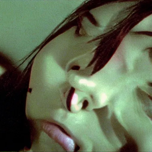 Image similar to ((((Bjork)))) !!!!!!!!!!climbing out of a TV!!!!!!!!!!!, J-horror, film still