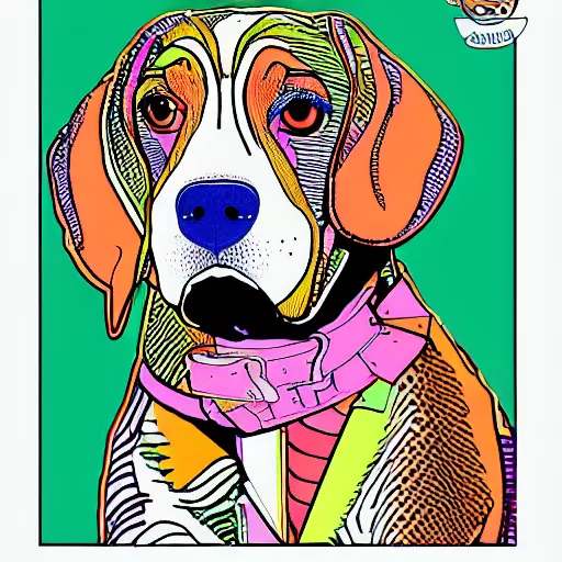 Prompt: coloring book beagle
