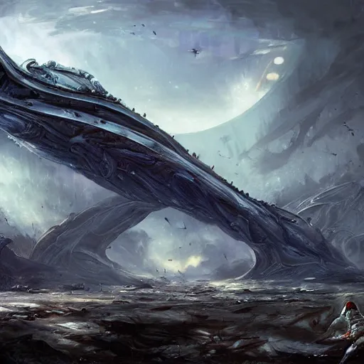 Image similar to epic alien structure by raymond swanland, highly detailed