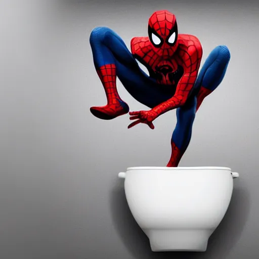 Prompt: spider-man on the toilet, 4k realistic photo