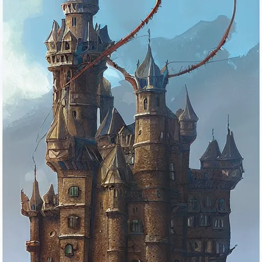 Prompt: giant spider on the castle, artstation, concept art, digital art