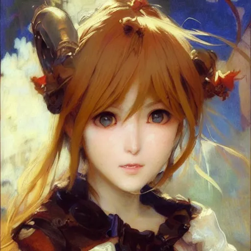 Prompt: cute anime girl faces, painting by charles lidderdale, gaston bussiere, craig mullins, j. c. leyendecker