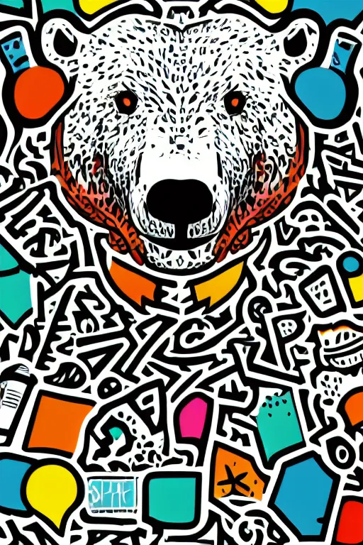 Image similar to Portrait of a polar bear, mafia, gangster, sticker, colorful, illustration, highly detailed, simple, smooth and clean vector curves, no jagged lines, vector art, smooth