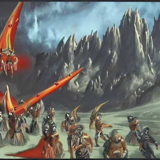 Prompt: A picture of a Klingon Opera, matte painting