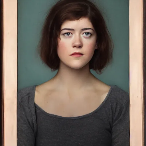 Image similar to a masterpiece portrait photo of a beautiful young woman who looks like a huge mary elizabeth winstead, symmetrical face