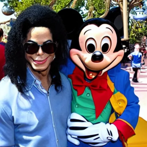 Prompt: michael jackson hanging out at disney world