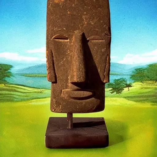 Prompt: moai head playing poker