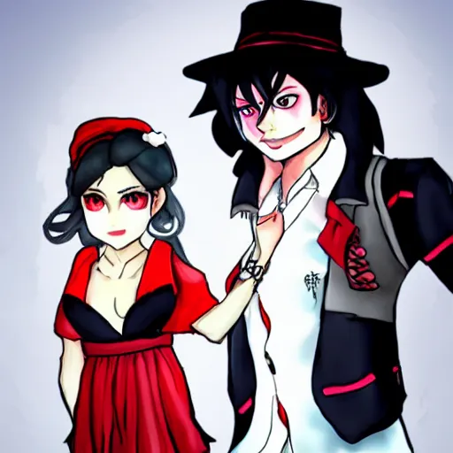 Prompt: Michael Jackson and his touhou waifu