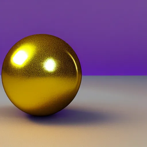 Prompt: A golden ball on top of a purple table, high quality, photo realistic, 3D render.