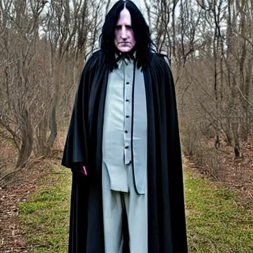 Prompt: Severus Snape dressed as Billie Eilish