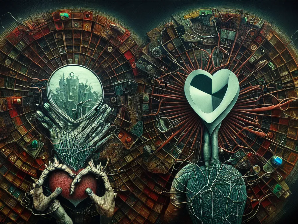 Image similar to highly detailed photo of center of the heart, trending on deviantart, neo surrealism, sharp focus, a lot of little details, octane, masterpiece, art by max ernst